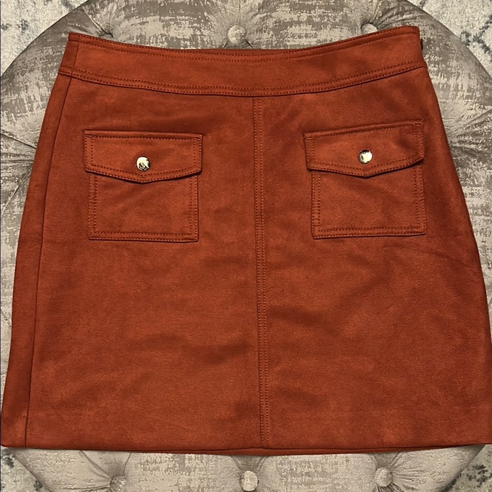 LOFT Rust Faux Suede Mini Skirt - Size 8P